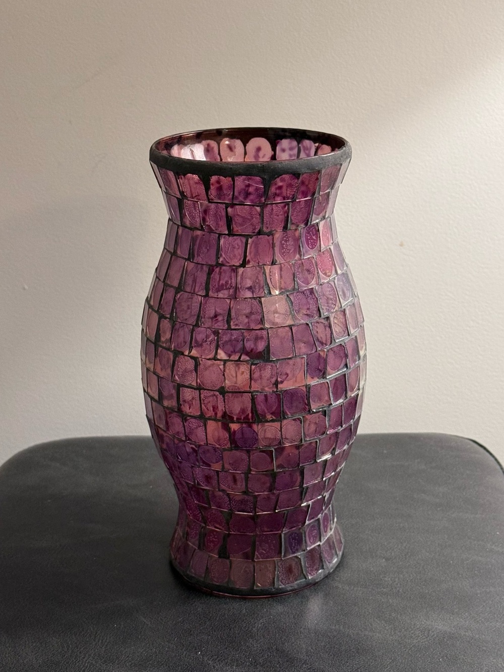 Purple Mosaic Glass Hurricane Candle Cover